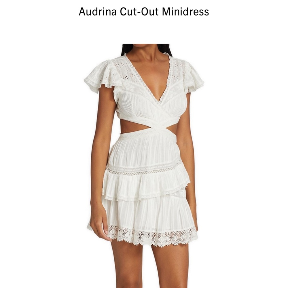 LoveShackFancy White Audrina Cut-Out Minidress